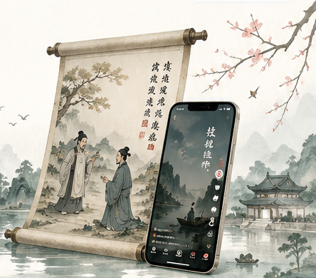A modern guofeng storyboard scene inspired by a classical Chinese cultural story
